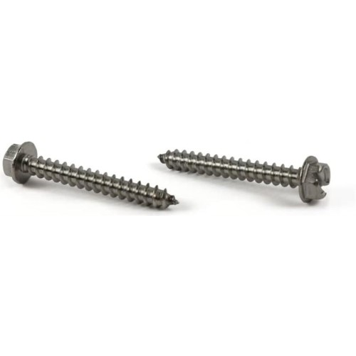 #10 x 1 3/4" Type A Sheet Metal Screws/Slotted/Hex Washer Head / 18-8 Stainless Steel / 1,000 Pc. Carton