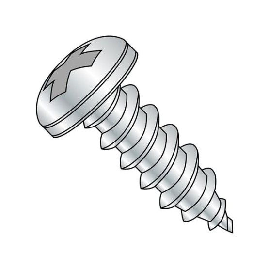 1018ABPP Steel Sheet Metal Screw, Zinc Plated, Pan Head, Phillips Drive, Type AB, #10-16 Thread Size, 1-1/8" Length (Pack of 4000)