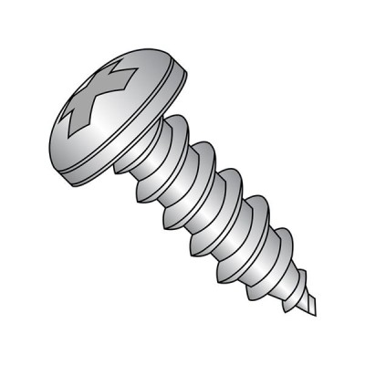 0208ABPP188 18-8 Stainless Steel Sheet Metal Screw, Plain Finish, Pan Head, Phillips Drive, Type AB, #2-32 Thread Size, 1/2" Length (Pack of 5000)