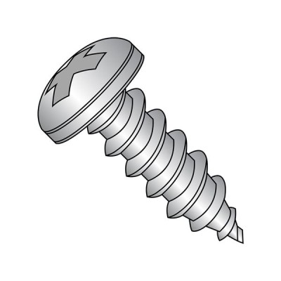 1256APP188 18-8 Stainless Steel Sheet Metal Screw, Plain Finish, Pan Head, Phillips Drive, Type A, #12-11 Thread Size, 3-1/2" Length (Pack of 250)