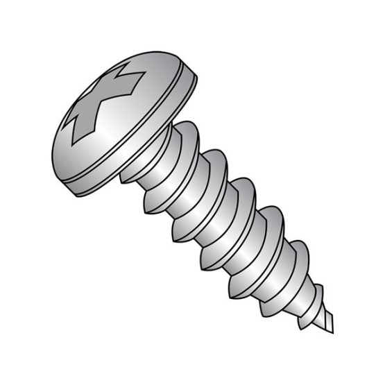 1256APP188 18-8 Stainless Steel Sheet Metal Screw, Plain Finish, Pan Head, Phillips Drive, Type A, #12-11 Thread Size, 3-1/2" Length (Pack of 250)