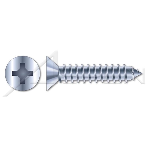 (1600 pcs) M2.2 X 16mm, DIN 7982 / ISO 7050, Metric, Self-Tapping Sheet Metal Screws, Flat Phillips Drive, Full Thread, Steel, Zinc Plated