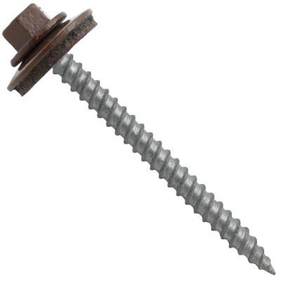 Metal ROOFING SCREWS: (250) 12 x 2-1/2" BROWN Hex Head Sheet Metal Roof Screw. Sharp Point metal to wood siding screws. EPDM washer. Colored head