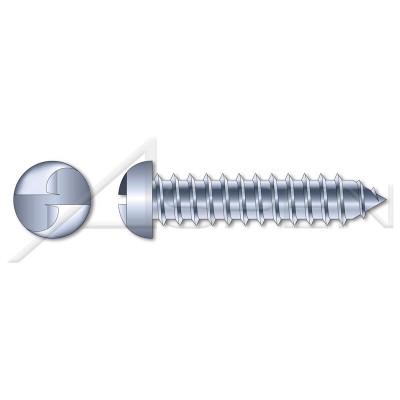 (300 pcs) #12 X 3/4", Self-Tapping Sheet Metal Screws, Round Head Tamper-Resistant One-Way Slotted Drive, Type AB, Steel, Zinc Plated
