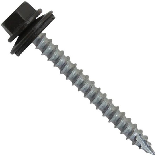 #14 Metal Roofing Screws: (250) Screws x 2-1/2" Dark Bronze Hex Head Sheet Metal Roof Screw. Self Starting/Tapping Metal to woodsheet Metal Screws with EPDM Washer. for Corrugated Roofing