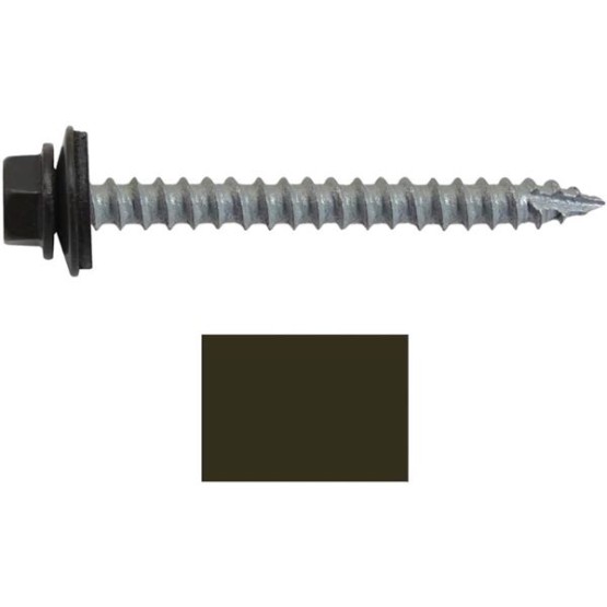 #14 Metal Roofing Screws: (250) Screws x 2-1/2" Dark Bronze Hex Head Sheet Metal Roof Screw. Self Starting/Tapping Metal to woodsheet Metal Screws with EPDM Washer. for Corrugated Roofing