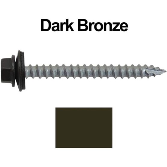 #14 Metal Roofing Screws: (250) Screws x 2-1/2" Dark Bronze Hex Head Sheet Metal Roof Screw. Self Starting/Tapping Metal to woodsheet Metal Screws with EPDM Washer. for Corrugated Roofing