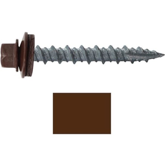 Metal ROOFING SCREWS: (1000) 10 x 1-1/2" Brown Hex Head Sheet Metal Roof Screw. Self starting metal to wood siding screws. EPDM washer. Colored head