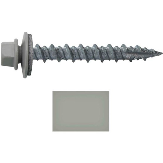 Metal ROOFING SCREWS: (250) 10 x 1-1/2" ABC Gray Hex Head Sheet Metal Roof Screw. Self starting metal to wood siding screws. EPDM washer. Colored head