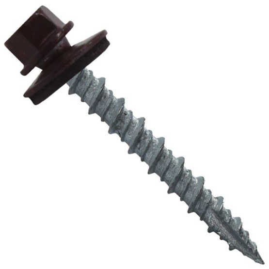 Metal Roofing Screws: (1000) 10 x 1-1/2" Burgundy Hex Head Sheet Metal Roof Screw. Self Starting Metal to Wood siding Screws. EPDM Washer. Colored Head