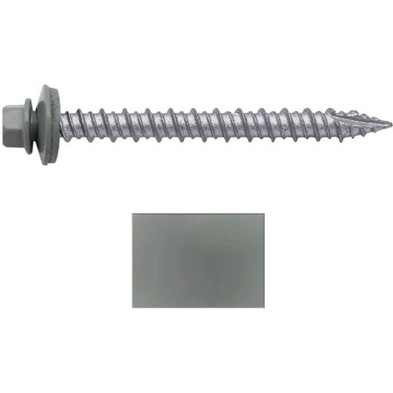 Metal Roofing Screws: (750) 10 x 2 Light Gray Hex Head Sheet Metal Roof Screw. Self Starting Metal to Wood siding Screws. EPDM Washer. Colored Head