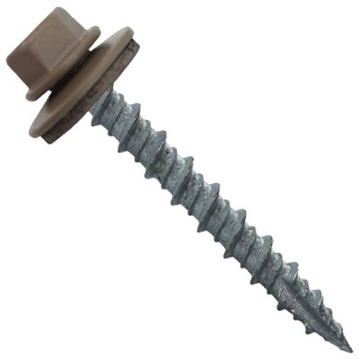 Metal Roofing Screws: (1000) 10 x 1-1/2" Buckskin Hex Head Sheet Metal Roof Screw. Self Starting Metal to Wood siding Screws. EPDM Washer. Colored Head