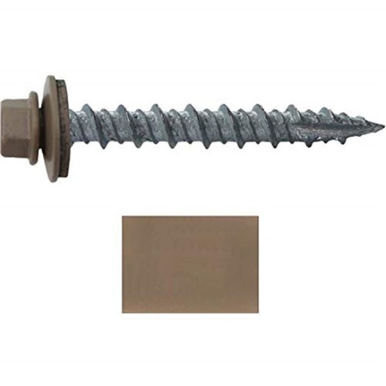 Metal Roofing Screws: (1000) 10 x 1-1/2" Buckskin Hex Head Sheet Metal Roof Screw. Self Starting Metal to Wood siding Screws. EPDM Washer. Colored Head