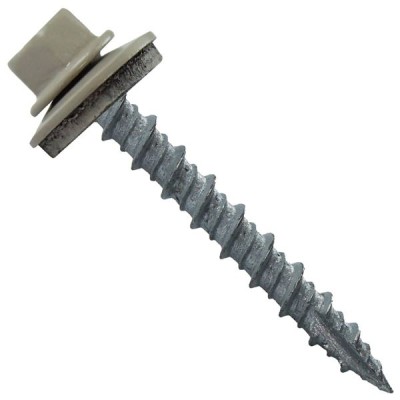 Metal Roofing Screws: (1000) 10 x 1-1/2" Ash Gray Hex Head Sheet Metal Roof Screw. Self Starting Metal to Wood siding Screws. EPDM Washer. Colored Head