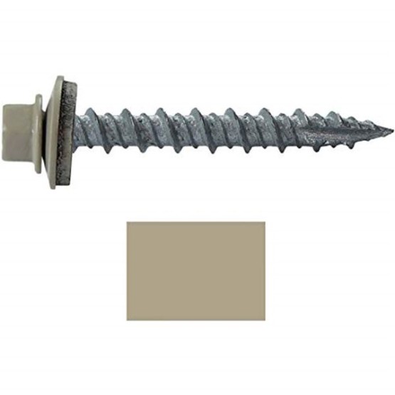 Metal Roofing Screws: (1000) 10 x 1-1/2" Ash Gray Hex Head Sheet Metal Roof Screw. Self Starting Metal to Wood siding Screws. EPDM Washer. Colored Head