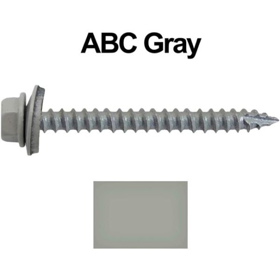#14 Metal ROOFING SCREWS: (250) Screws x 2-1/2" ABC GRAY Hex Head Sheet Metal Roof Screw. Self starting/tapping metal to woodsheet metal screws with EPDM washer. for corrugated roofing