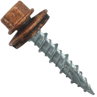 Metal Roofing Screws: (1000) 10 x 1 Copper Hex Head Sheet Metal Roof Screw. Self Starting Metal to Wood siding Screws. EPDM Washer. Colored Head