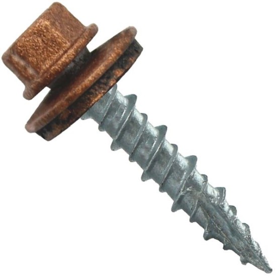 Metal Roofing Screws: (1000) 10 x 1 Copper Hex Head Sheet Metal Roof Screw. Self Starting Metal to Wood siding Screws. EPDM Washer. Colored Head