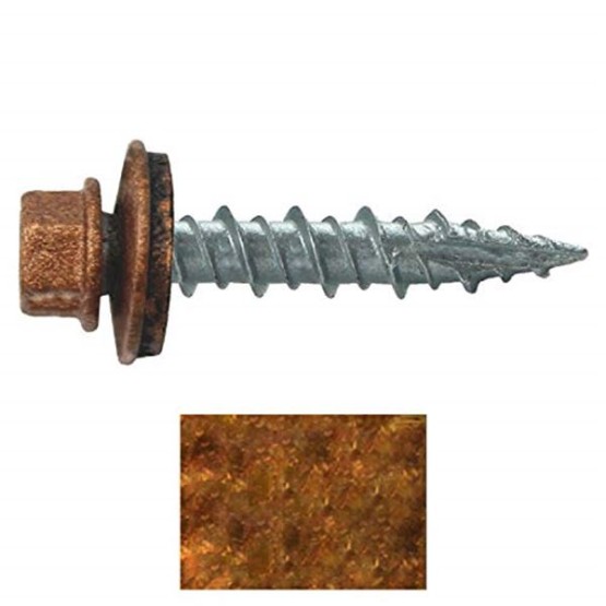 Metal Roofing Screws: (1000) 10 x 1 Copper Hex Head Sheet Metal Roof Screw. Self Starting Metal to Wood siding Screws. EPDM Washer. Colored Head