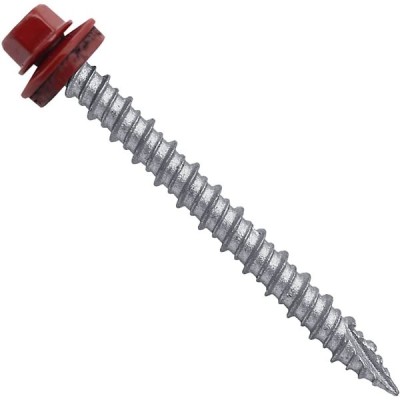 Metal ROOFING SCREWS: (750) 10 x 2" Dark Red Hex Head Sheet Metal Roof Screw. Self starting metal to wood siding screws. EPDM washer. Colored head