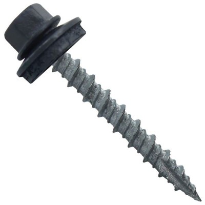 Metal ROOFING SCREWS: (1000) 10 x 1-1/2" Fab Charcoal Hex Head Sheet Metal Roof Screw. Self starting metal to wood siding screws. EPDM washer. Colored head
