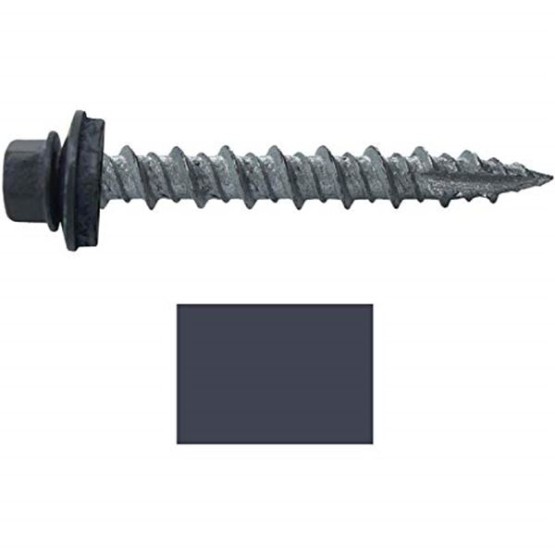 Metal ROOFING SCREWS: (1000) 10 x 1-1/2" Fab Charcoal Hex Head Sheet Metal Roof Screw. Self starting metal to wood siding screws. EPDM washer. Colored head