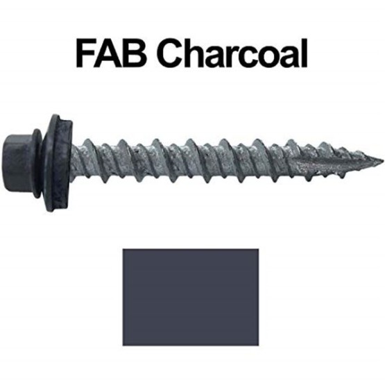 Metal ROOFING SCREWS: (1000) 10 x 1-1/2" Fab Charcoal Hex Head Sheet Metal Roof Screw. Self starting metal to wood siding screws. EPDM washer. Colored head