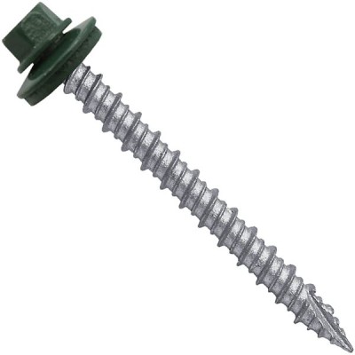 Metal Roofing Screws: (750) 10 x 2 Evergreen Hex Head Sheet Metal Roof Screw. Self Starting Metal to Wood siding Screws. EPDM Washer. Colored Head