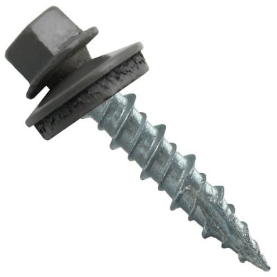 Metal Roofing Screws: (1000) 10 x 1 Charcoal Hex Head Sheet Metal Roof Screw. Self Starting Metal to Wood siding Screws. EPDM Washer. Colored Head