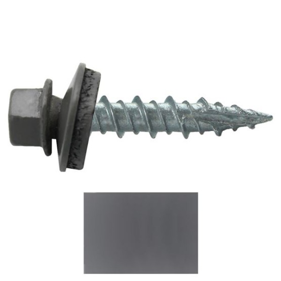 Metal Roofing Screws: (1000) 10 x 1 Charcoal Hex Head Sheet Metal Roof Screw. Self Starting Metal to Wood siding Screws. EPDM Washer. Colored Head