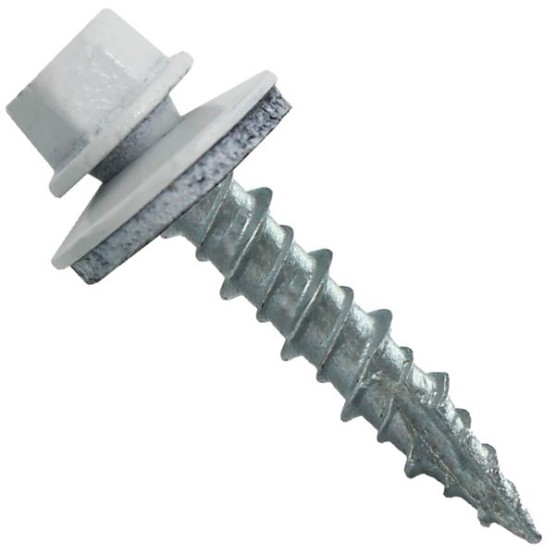 Metal Roofing Screws: (1000) 10 x 1 Brite White Hex Head Sheet Metal Roof Screw. Self Starting Metal to Wood siding Screws. EPDM Washer. Colored Head