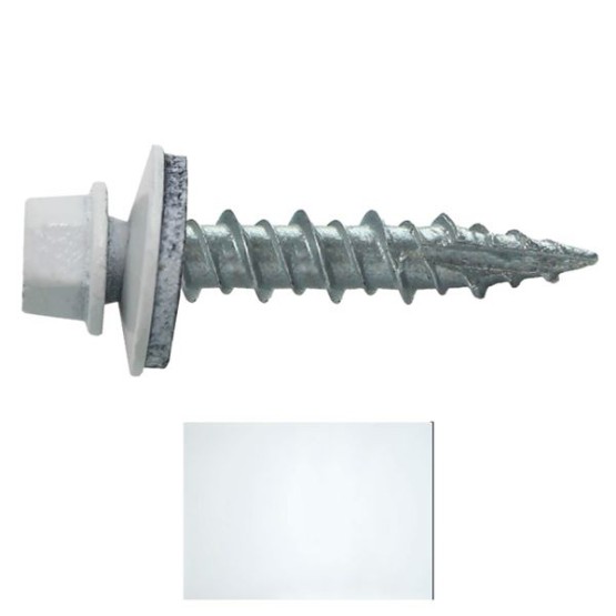 Metal Roofing Screws: (1000) 10 x 1 Brite White Hex Head Sheet Metal Roof Screw. Self Starting Metal to Wood siding Screws. EPDM Washer. Colored Head