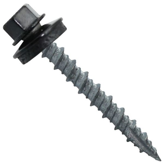 Metal ROOFING SCREWS: (250) 10 x 1-1/2" Black Hex Head Sheet Metal Roof Screw. Self starting metal to wood siding screws. EPDM washer. Colored head