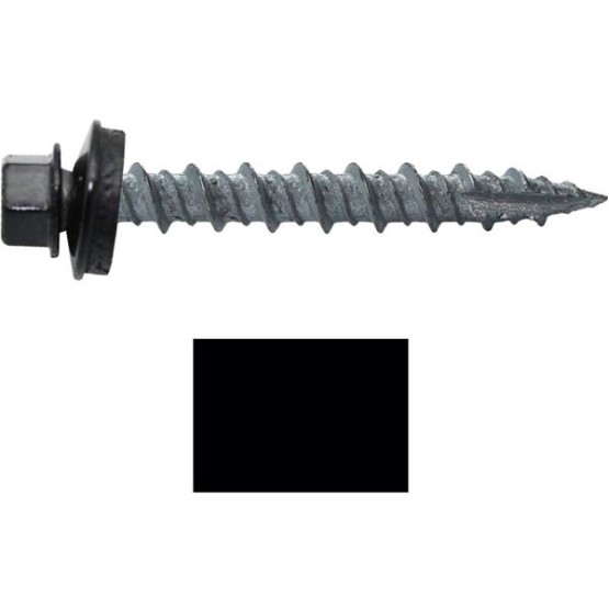 Metal ROOFING SCREWS: (250) 10 x 1-1/2" Black Hex Head Sheet Metal Roof Screw. Self starting metal to wood siding screws. EPDM washer. Colored head
