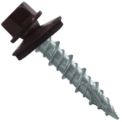 Metal Roofing Screws: (1000) 10 x 1 Burgundy Hex Head Sheet Metal Roof Screw. Self Starting Metal to Wood siding Screws. EPDM Washer. Colored Head