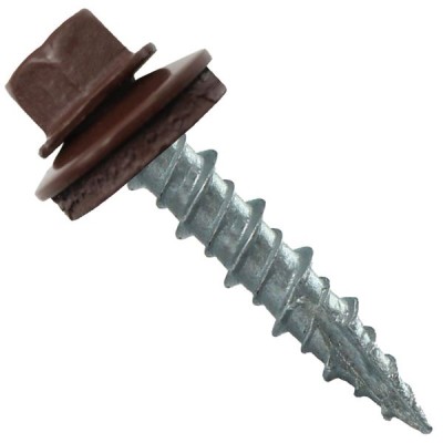 Metal Roofing Screws: (1000) 10 x 1 Brown Hex Head Sheet Metal Roof Screw. Self Starting Metal to Wood siding Screws. EPDM Washer. Colored Head