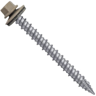 Metal ROOFING SCREWS: (750) 10 x 2" Surrey Beige Hex Head Sheet Metal Roof Screw. Self starting metal to wood siding screws. EPDM washer. Colored head