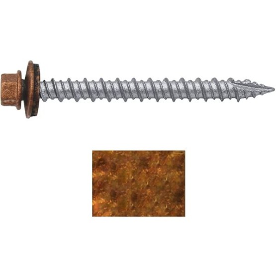 Metal ROOFING SCREWS: (750) 10 x 2" Copper Hex Head Sheet Metal Roof Screw. Self starting metal to wood siding screws. EPDM washer. Colored head