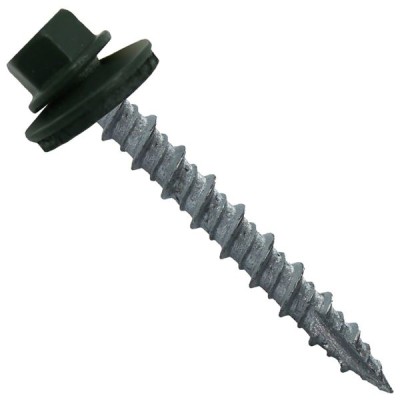 Metal Roofing Screws: (1000) 10 x 1-1/2" Hartford Green Hex Head Sheet Metal Roof Screw. Self Starting Metal to Wood siding Screws. EPDM Washer. Colored Head