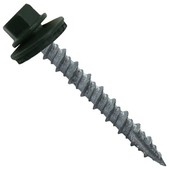 Metal Roofing Screws: (1000) 10 x 1-1/2" Hartford Green Hex Head Sheet Metal Roof Screw. Self Starting Metal to Wood siding Screws. EPDM Washer. Colored Head