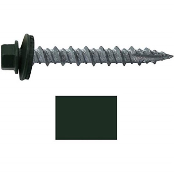 Metal Roofing Screws: (1000) 10 x 1-1/2" Hartford Green Hex Head Sheet Metal Roof Screw. Self Starting Metal to Wood siding Screws. EPDM Washer. Colored Head