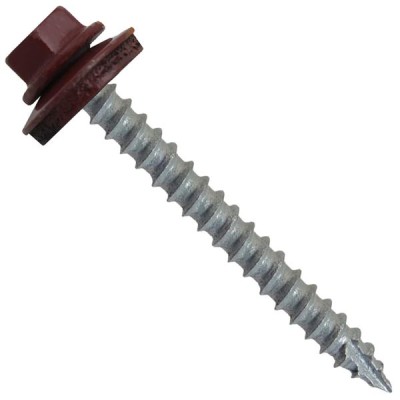 #14 Metal ROOFING SCREWS: (250) Screws x 2-1/2" COLONIAL RED Hex Head Sheet Metal Roof Screw. Self starting/tapping metal to woodsheet metal screws with EPDM washer. for corrugated roofing