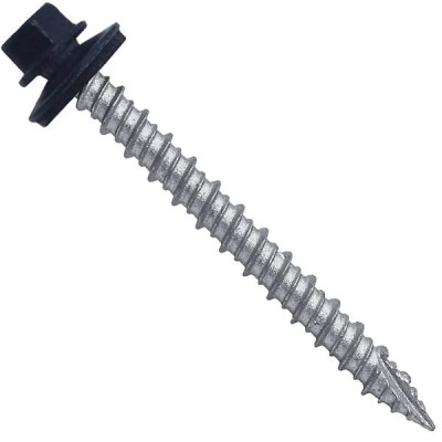Metal ROOFING SCREWS: (750) 10 x 2" Dark Blue Hex Head Sheet Metal Roof Screw. Self starting metal to wood siding screws. EPDM washer. Colored head