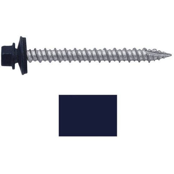 Metal ROOFING SCREWS: (750) 10 x 2" Dark Blue Hex Head Sheet Metal Roof Screw. Self starting metal to wood siding screws. EPDM washer. Colored head