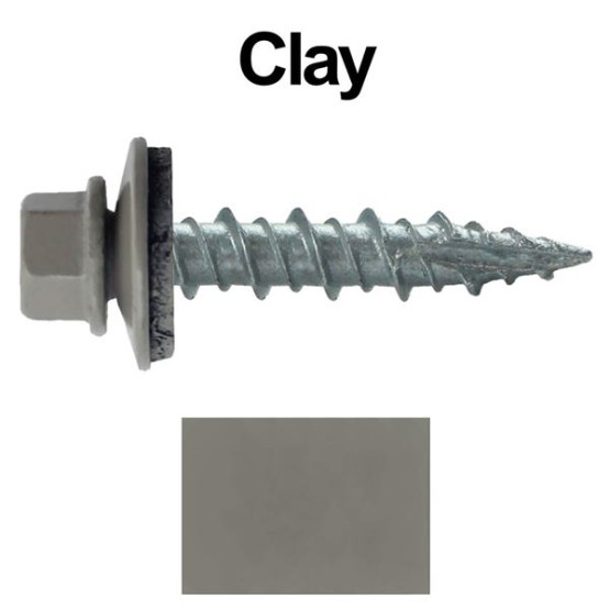Metal Roofing Screws: (1000) 10 x 1 Clay Hex Head Sheet Metal Roof Screw. Self Starting Metal to Wood siding Screws. EPDM Washer. Colored Head