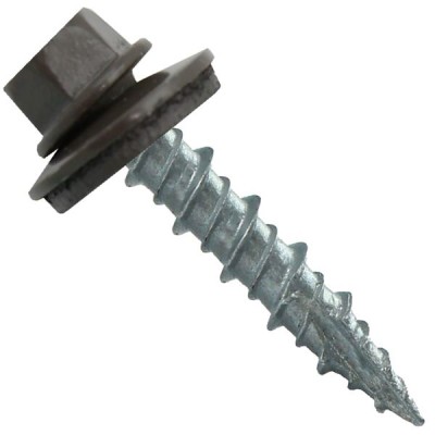 Metal Roofing Screws: (1000) 10 x 1 Antique Bronze Hex Head Sheet Metal Roof Screw. Self Starting Metal to Wood siding Screws. EPDM Washer. Colored Head