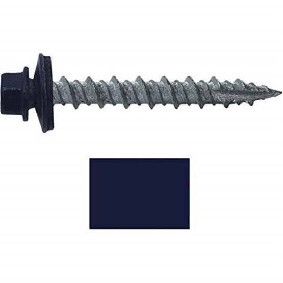 Metal Roofing Screws: (1000) 10 x 1-1/2" Dark Blue Hex Head Sheet Metal Roof Screw. Self Starting Metal to Wood siding Screws. EPDM Washer. Colored Head