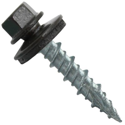 Metal Roofing Screws: (1000) 10 x 1 Dark Bronze Hex Head Sheet Metal Roof Screw. Self Starting Metal to Wood siding Screws. EPDM Washer. Colored Head