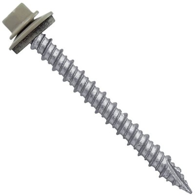Metal ROOFING SCREWS: (750) 10 x 2" Ash Gray Hex Head Sheet Metal Roof Screw. Self starting metal to wood siding screws. EPDM washer. Colored head