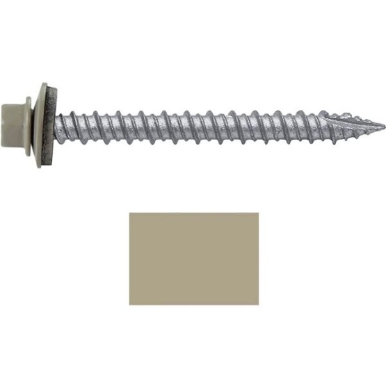 Metal ROOFING SCREWS: (750) 10 x 2" Ash Gray Hex Head Sheet Metal Roof Screw. Self starting metal to wood siding screws. EPDM washer. Colored head